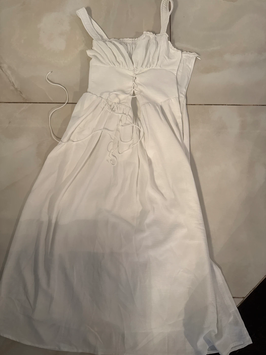 White Linen-Look Midi Dress