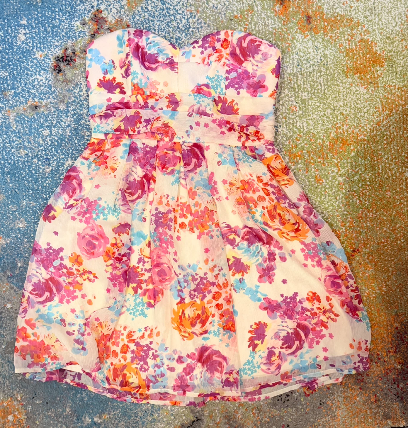 Strapless Floral Print Dress Size M - photo 2