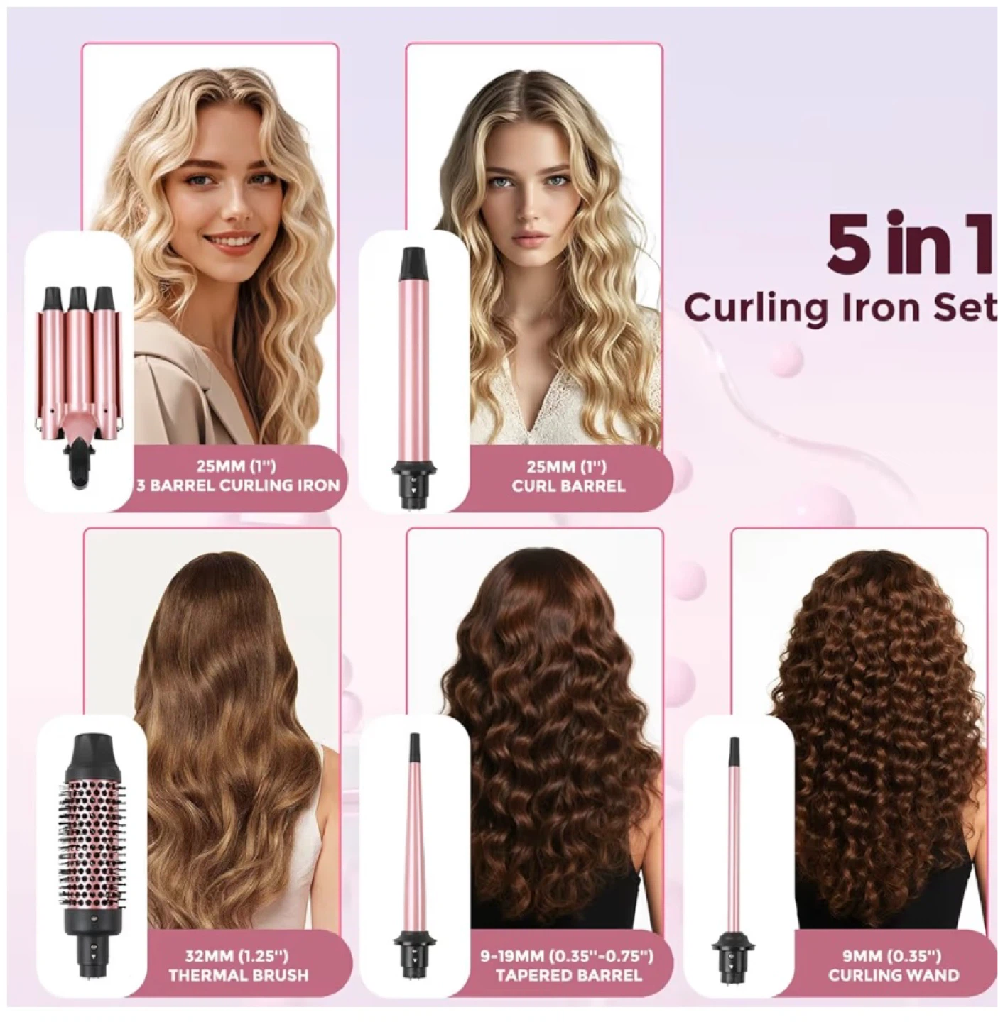 5-in-1 Interchangeable Curling Iron Set - photo 2