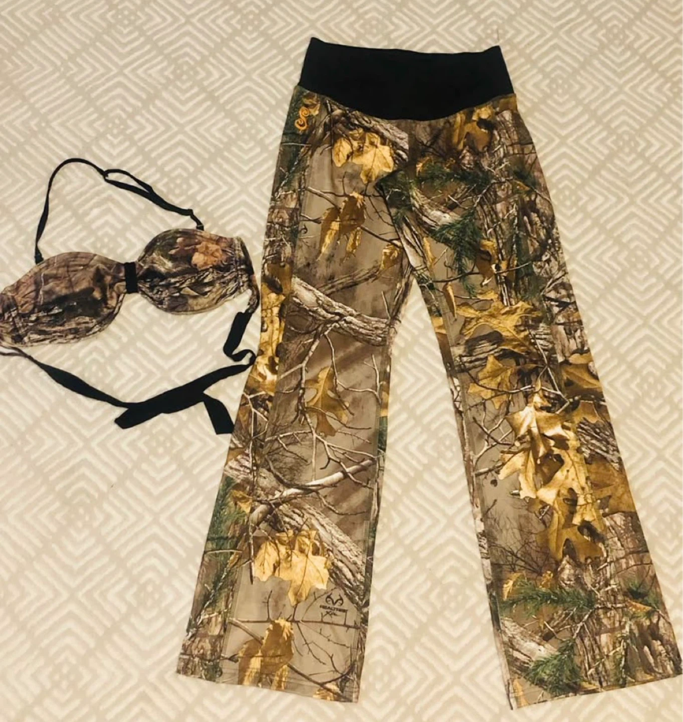 Realtree Camo bikini top and Flare Pants Set