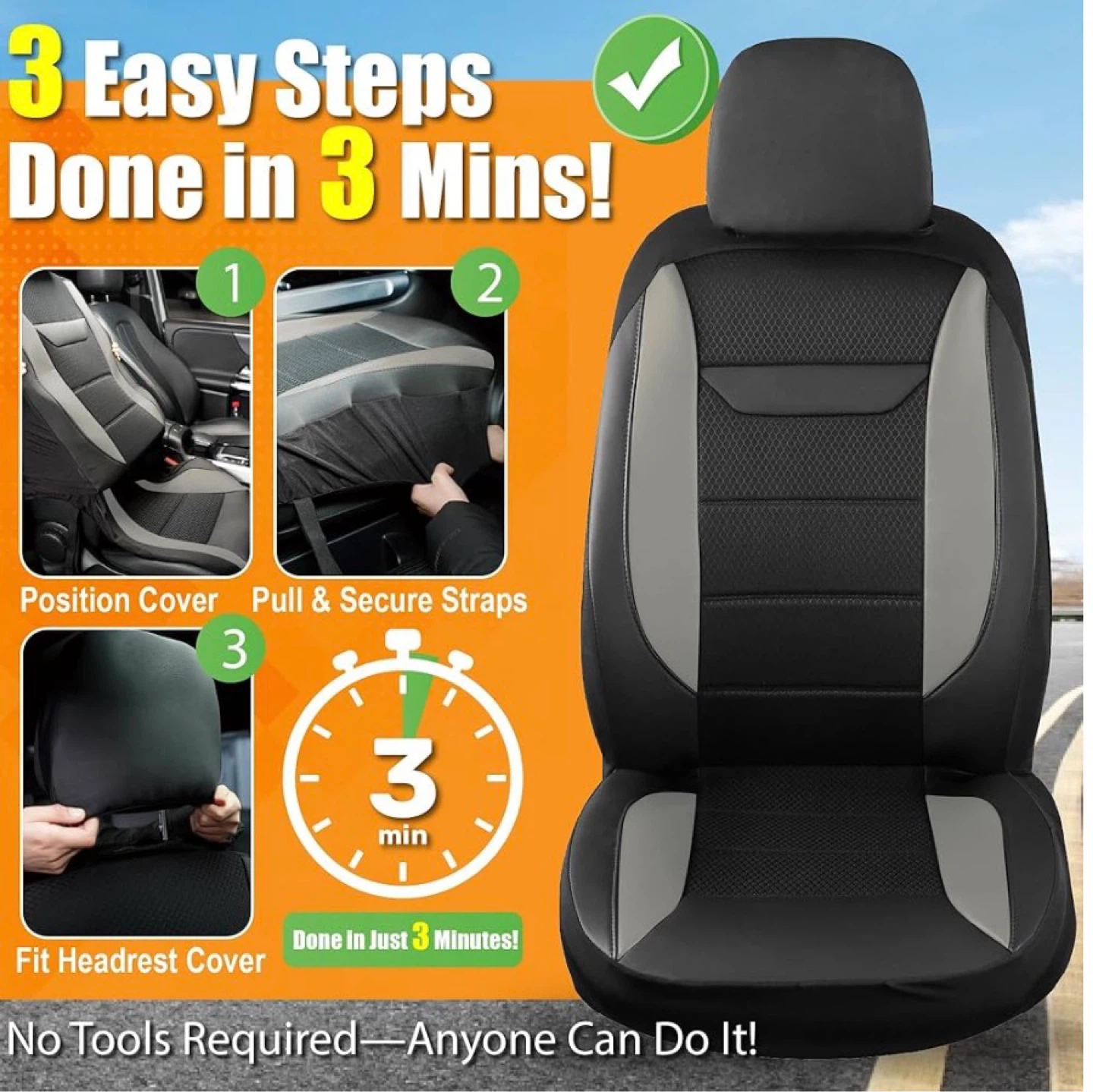 Universal Car Seat Cover - Breathable Mesh & Leather - photo 5