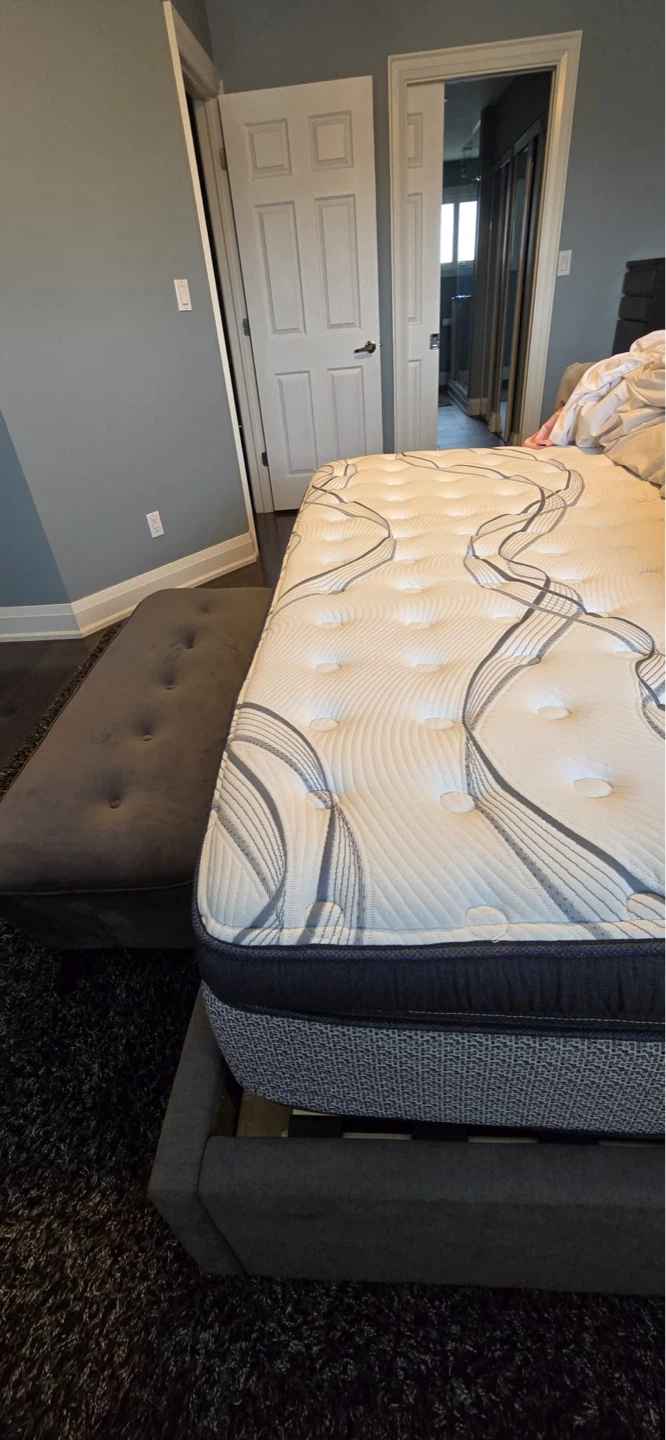 Gray Upholstered King Size Bed Frame and matching ottoman - photo 3