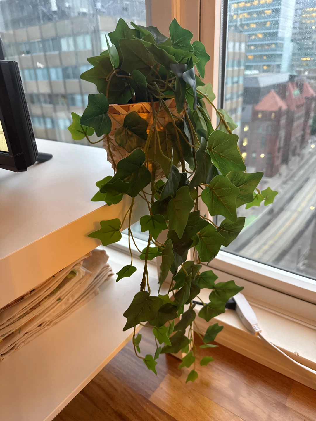 Faux Ivy Plant in Woven Basket