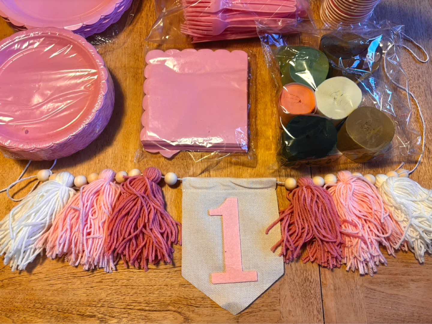 Pink Birthday Party Supplies Set - 1st Birthday - photo 2
