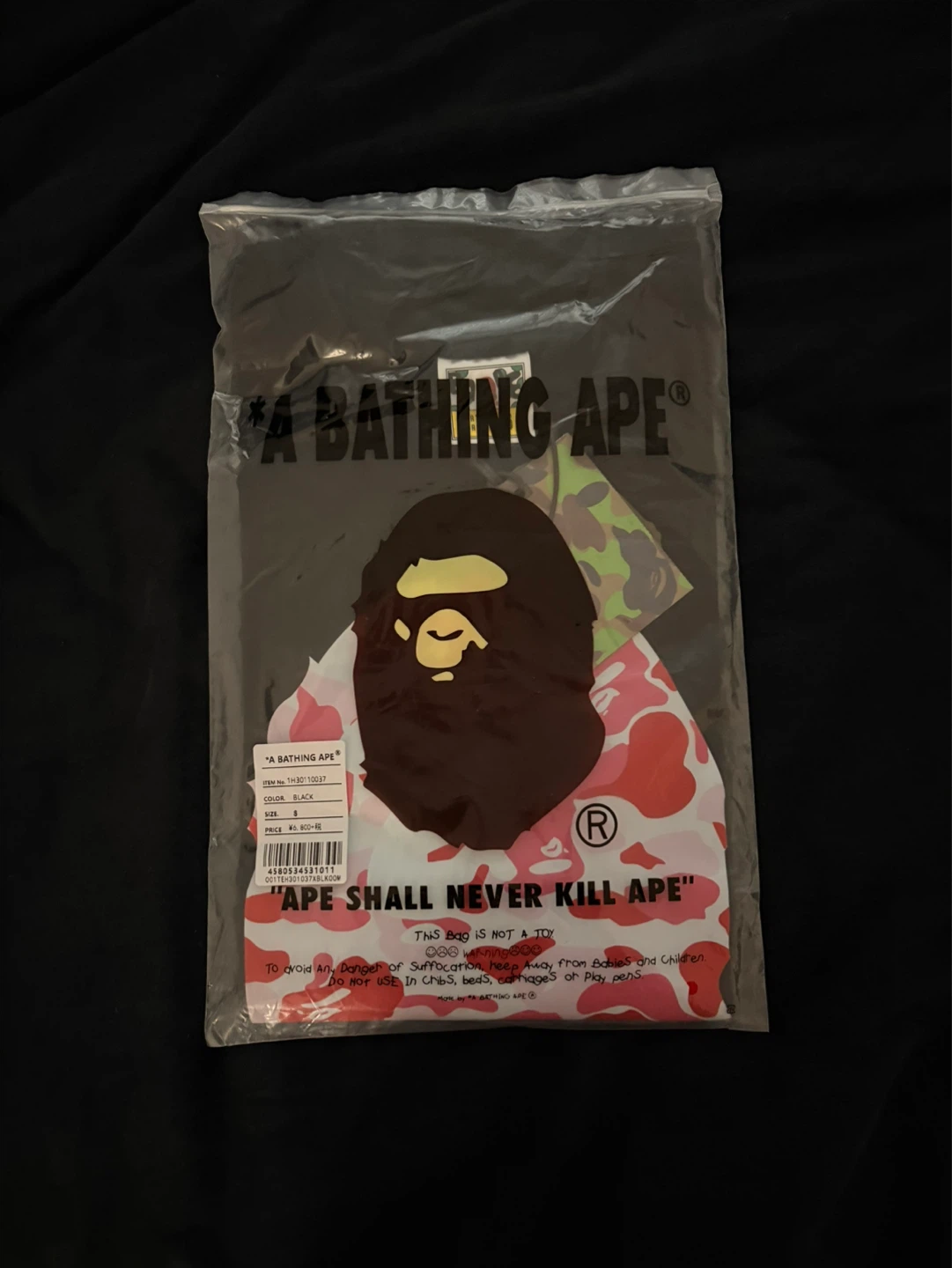 A Bathing Ape BAPE Camo Face Logo T-Shirt Black Size S - photo 3