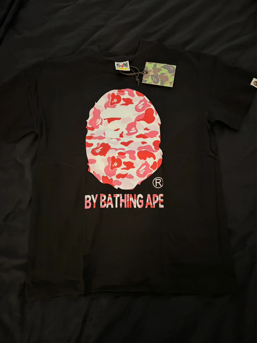 A Bathing Ape BAPE Camo Face Logo T-Shirt Black Size S