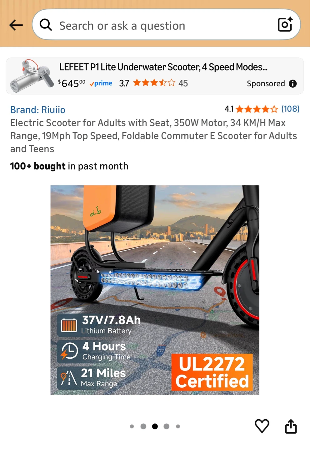 Ruiio Electric Scooter with Seat - Gray - photo 4