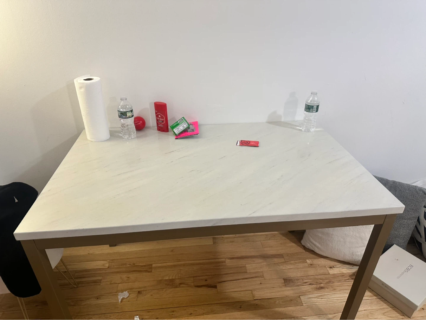 Marble Top Dining Table with Gold Frame