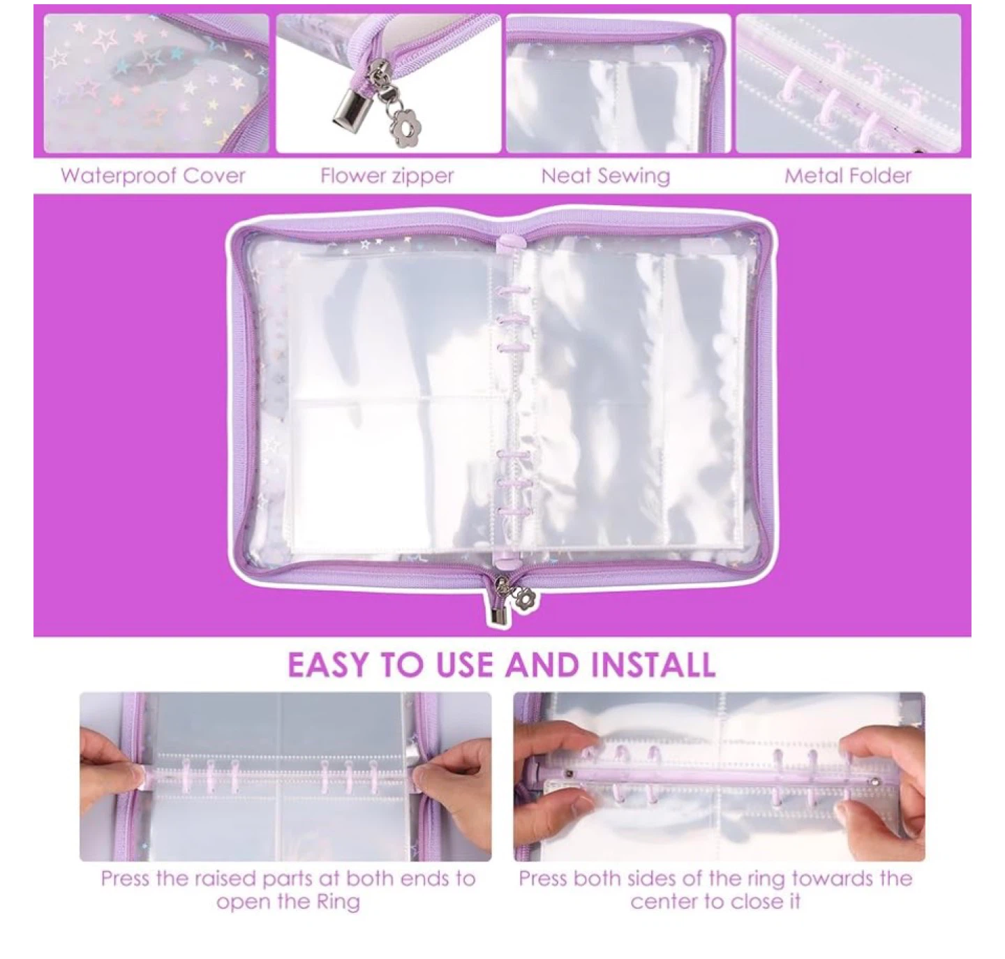 Transparent Sticker Collection Book Binder with Zipper - photo 3