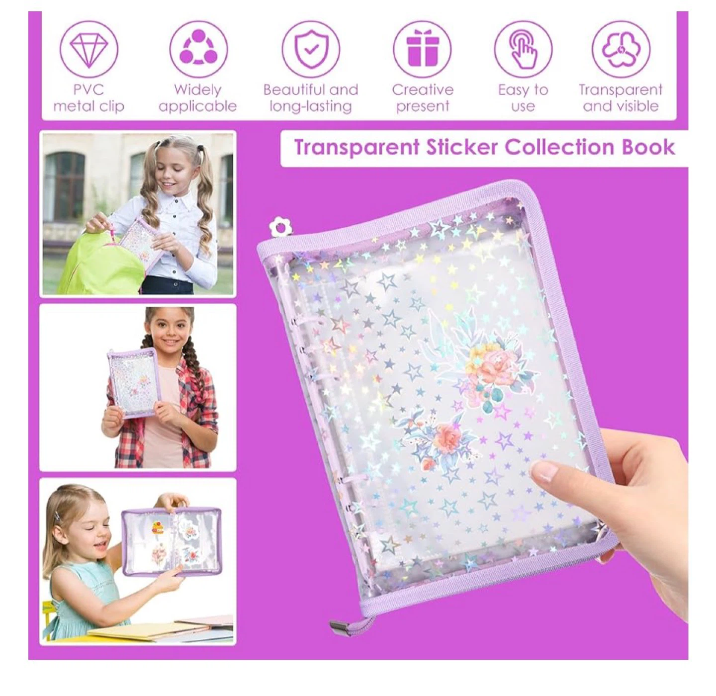 Transparent Sticker Collection Book Binder with Zipper - photo 2