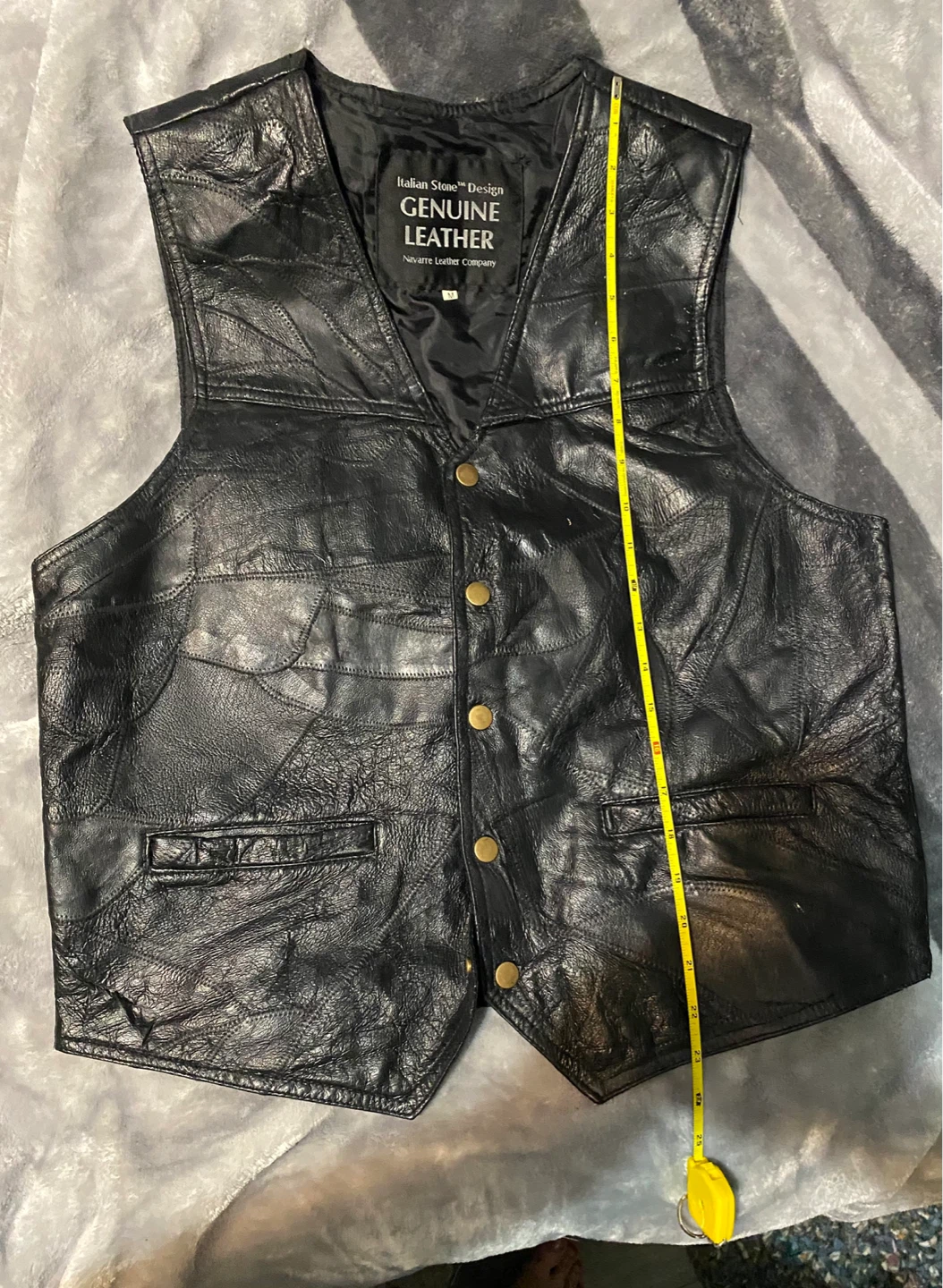 Genuine Leather Patchwork Vest - photo 4