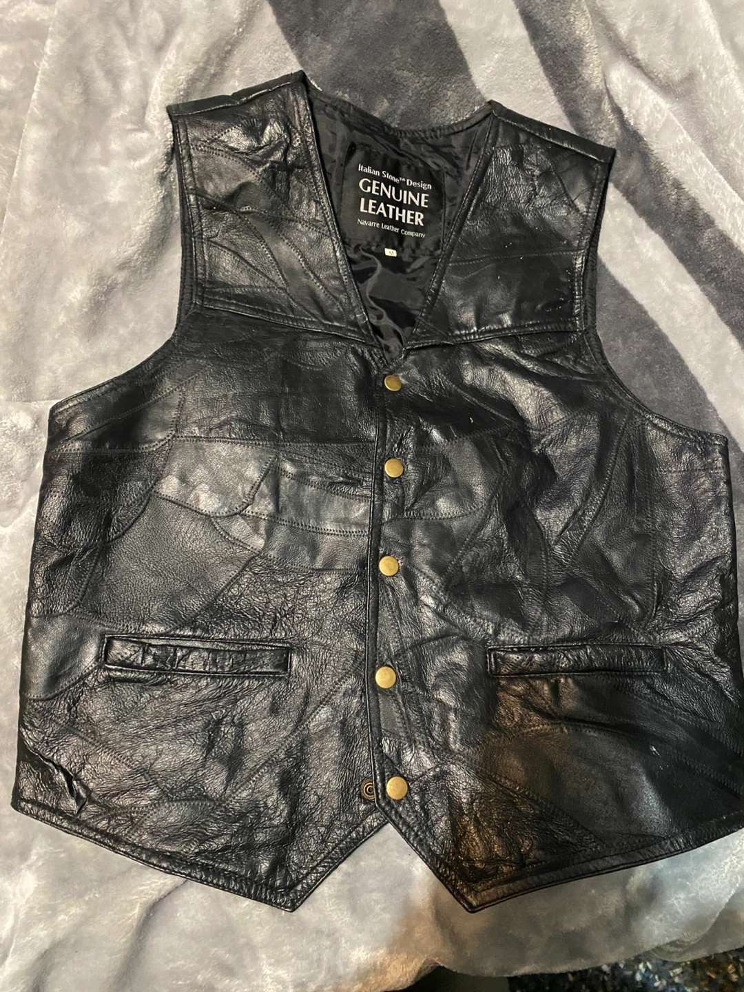 Genuine Leather Patchwork Vest