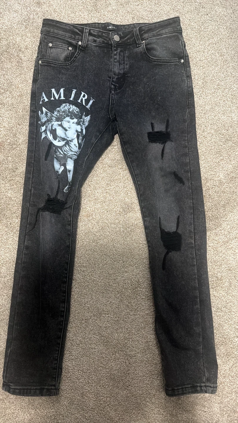 AMIRI Cherub Distressed Black Denim Jeans