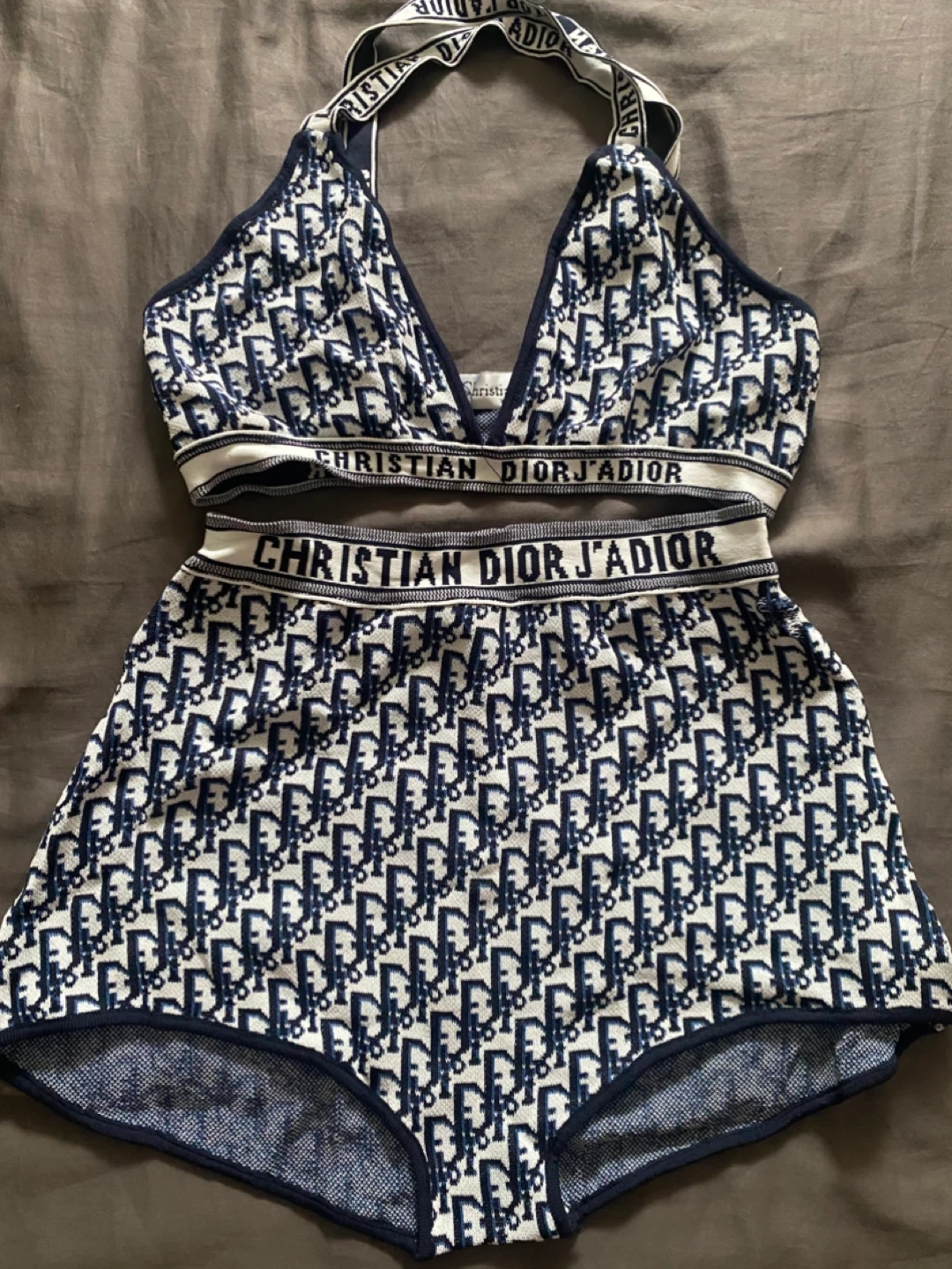 Christian Dior Knit Halter Bra and Boxer Shorts Set
