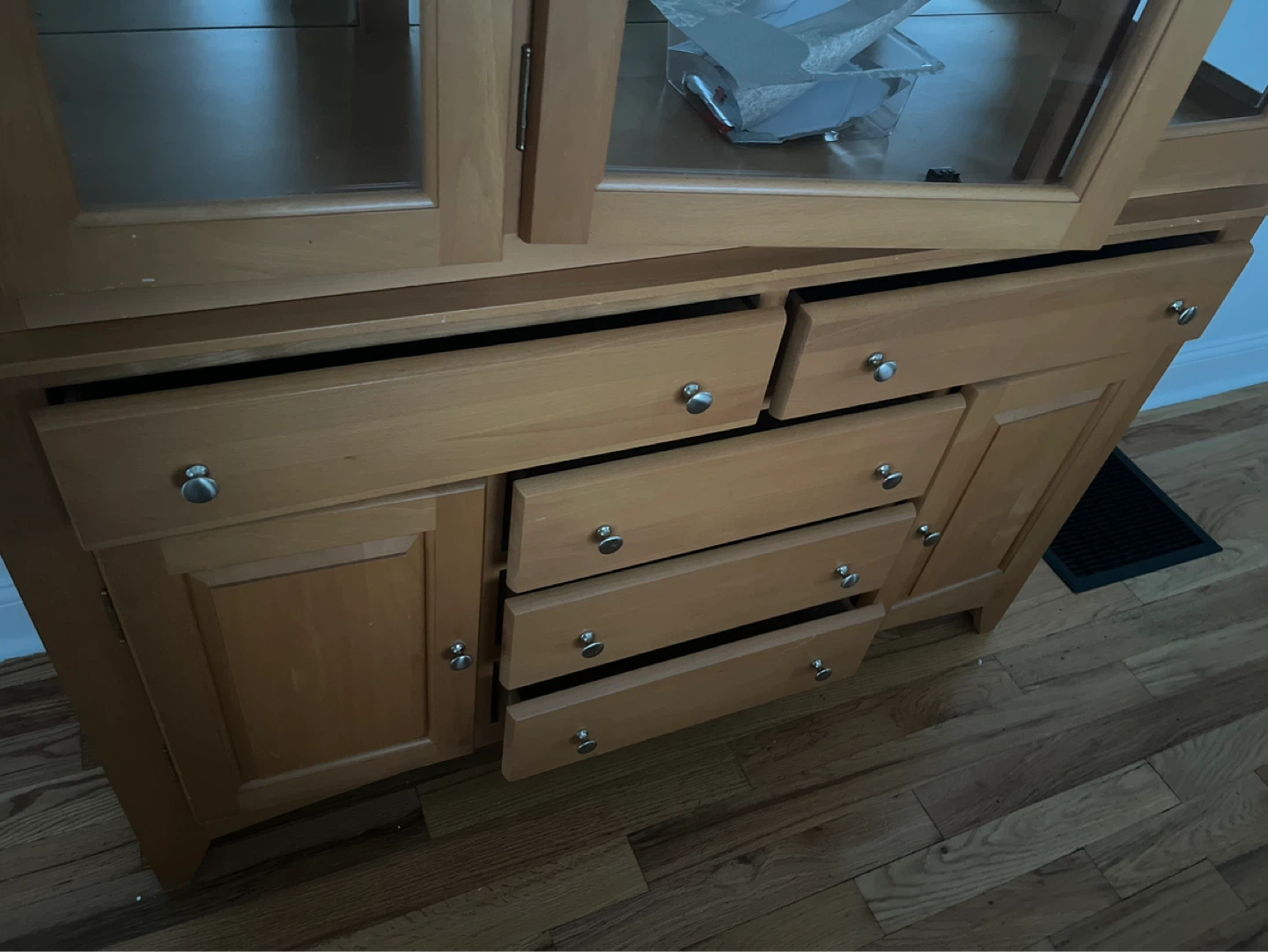 Wooden China Cabinet with Glass Doors and Drawers - photo 4