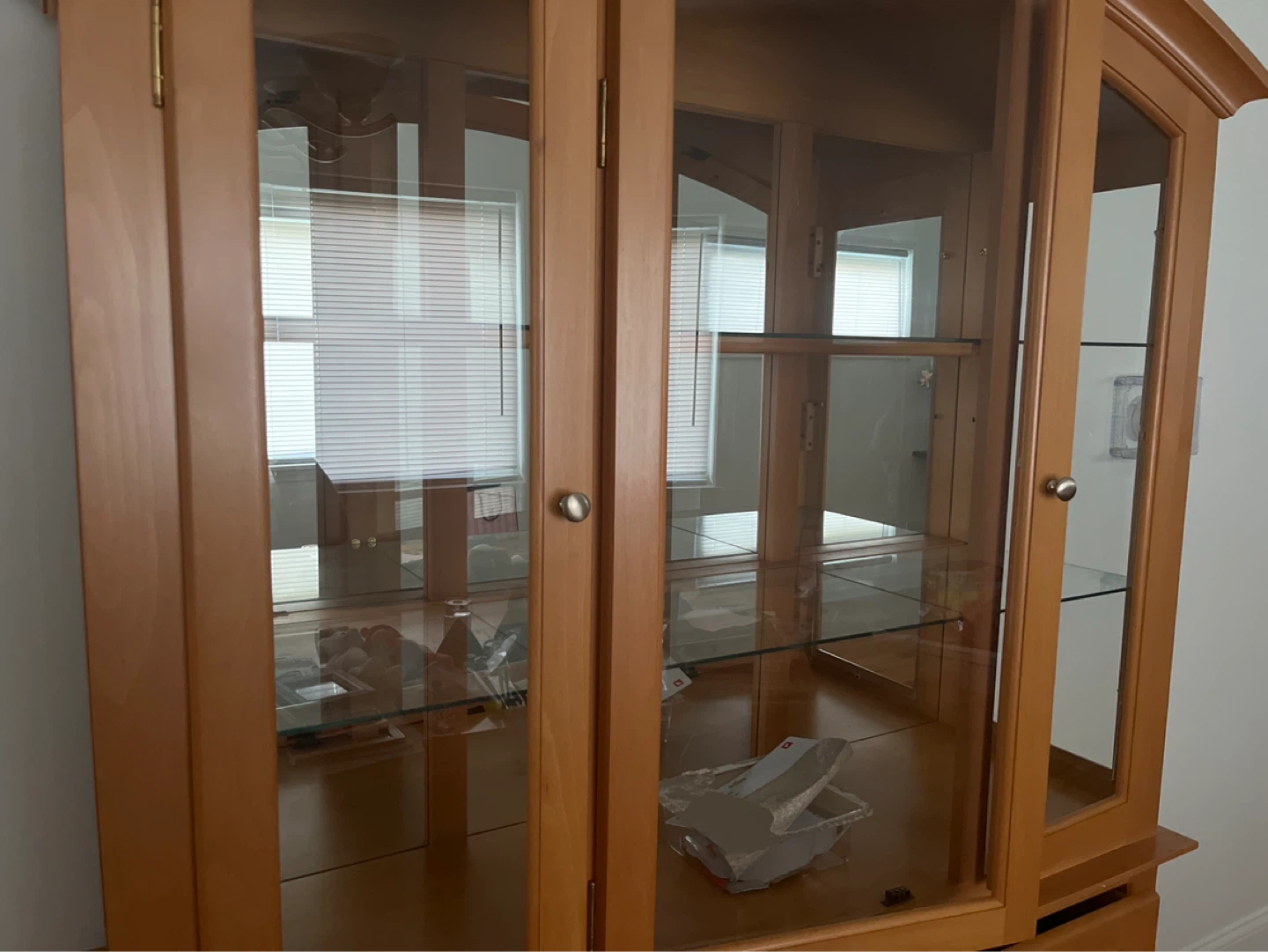 Wooden China Cabinet with Glass Doors and Drawers - photo 3