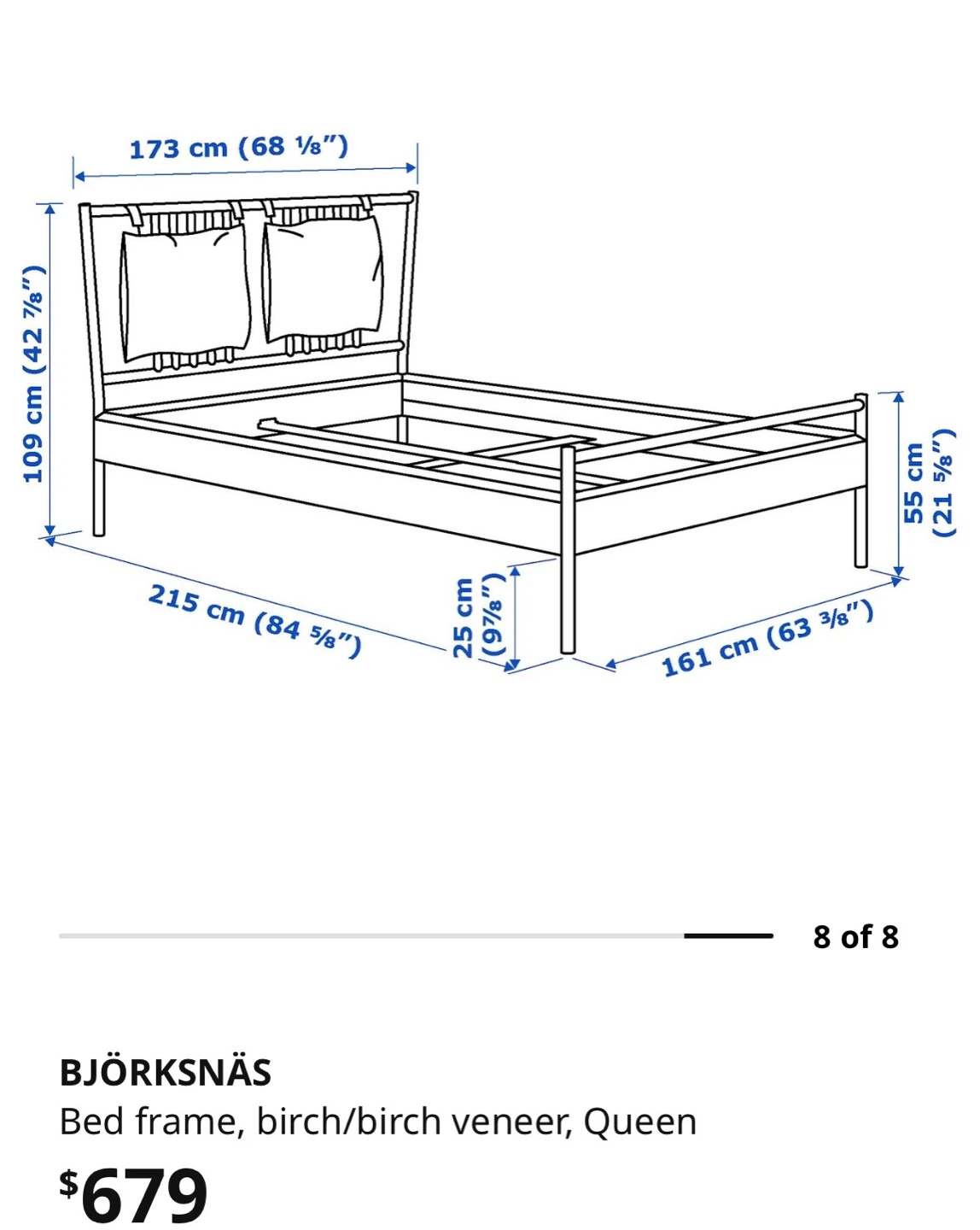 IKEA Queen bed frame, Birch wood - photo 4