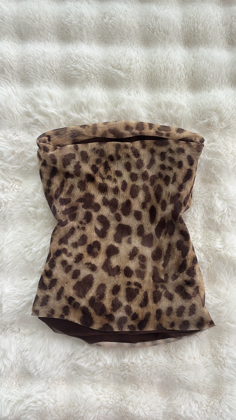 ZARA Leopard Print Ruched Tube Top - photo 2