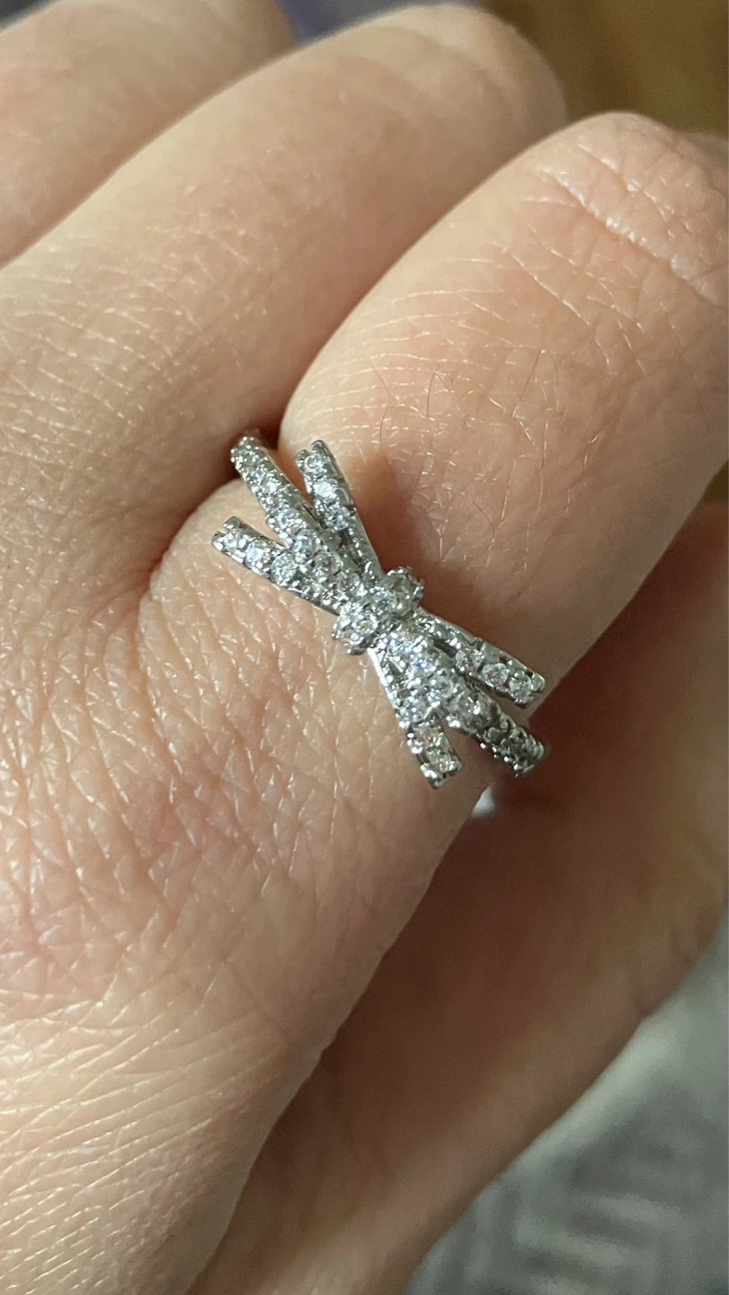 Sterling Silver Bow Ring with Stones
