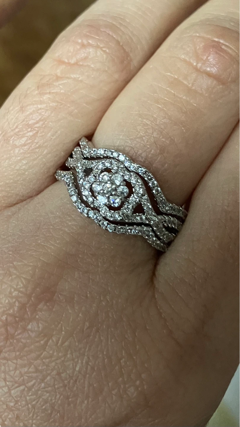 3-pc sterling silver CZ ring set