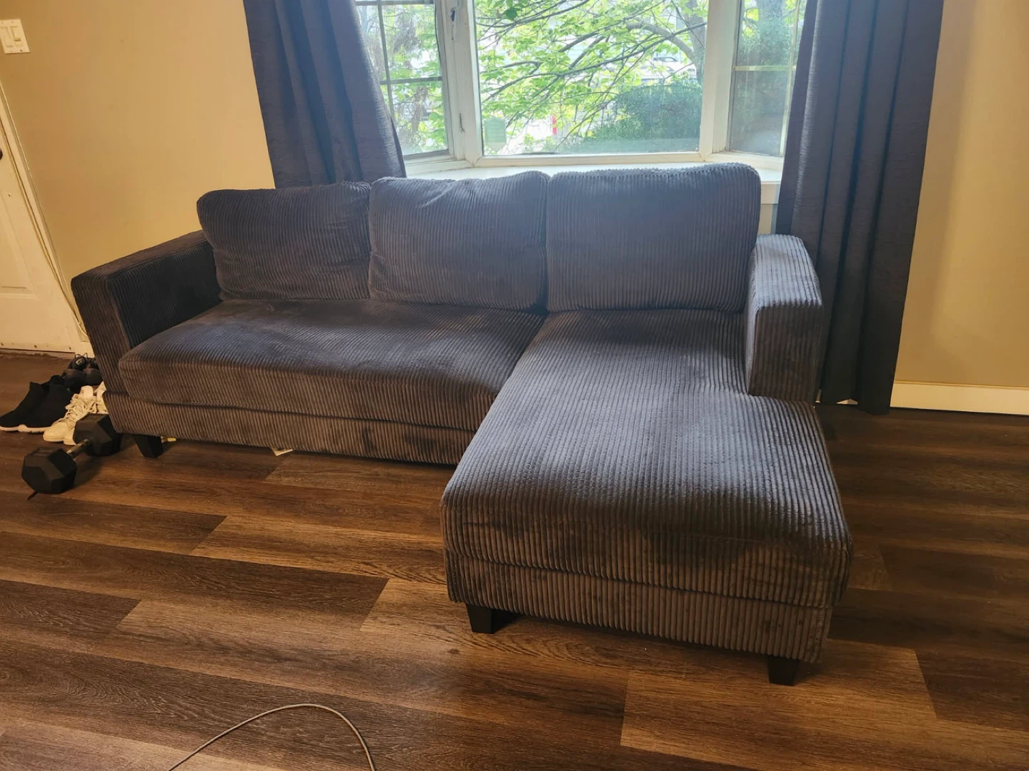 Dark blue/Grey Sectional Sofa with Chaise