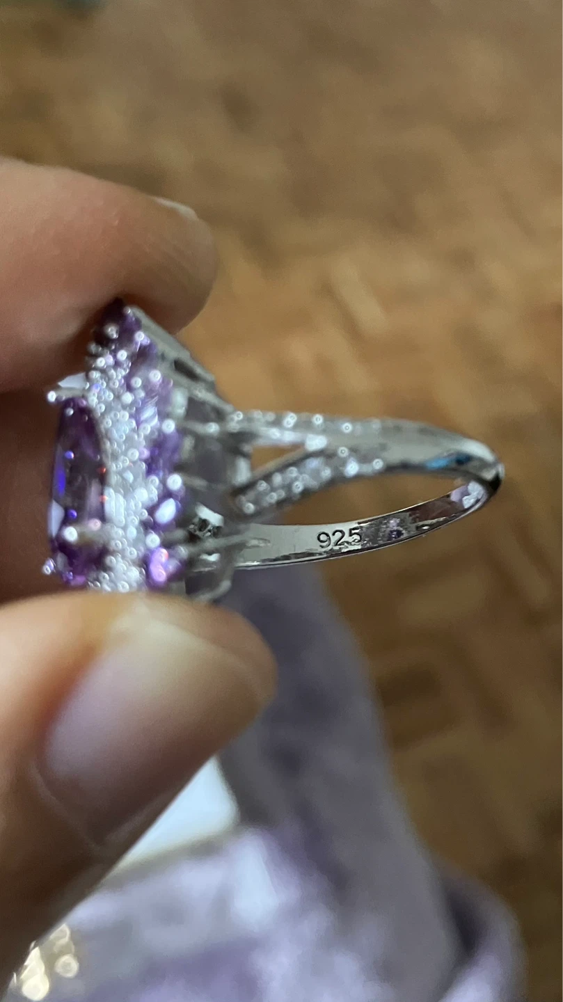 Sterling Silver Pear Shape Amethyst Cluster Ring Size 7 - photo 5