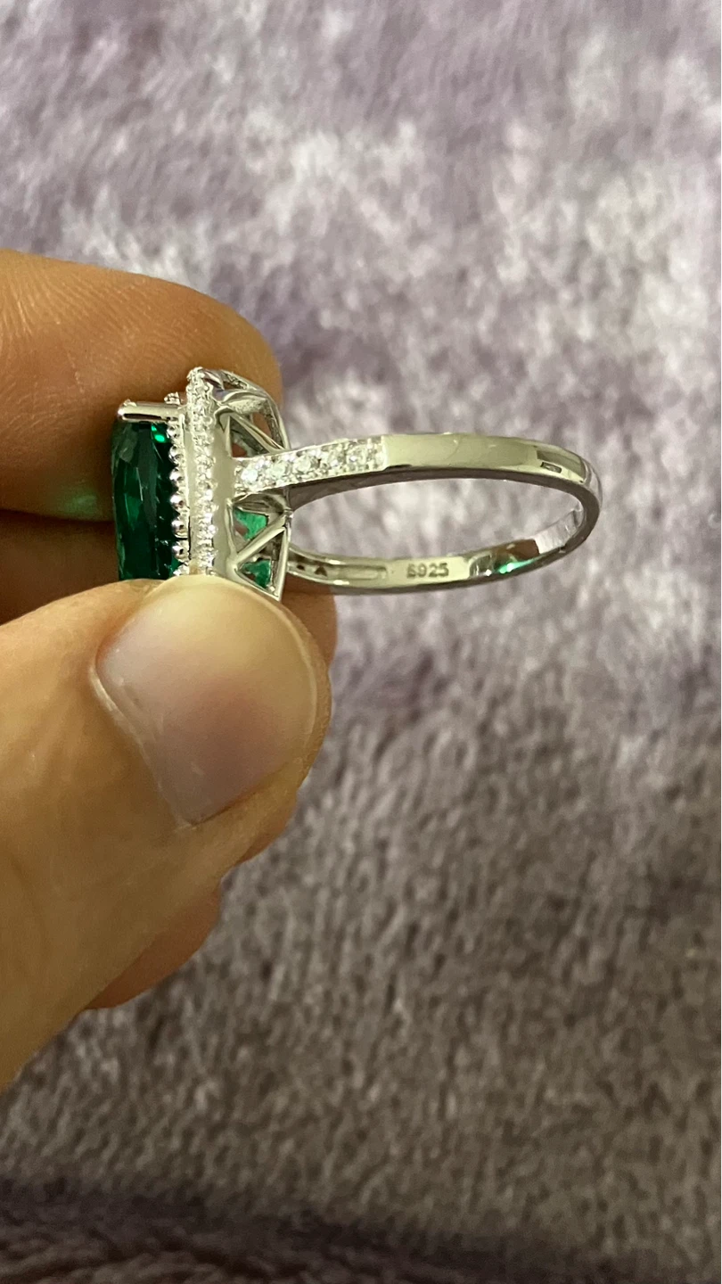Pear-cut Emerald and Diamond Halo Ring - photo 3