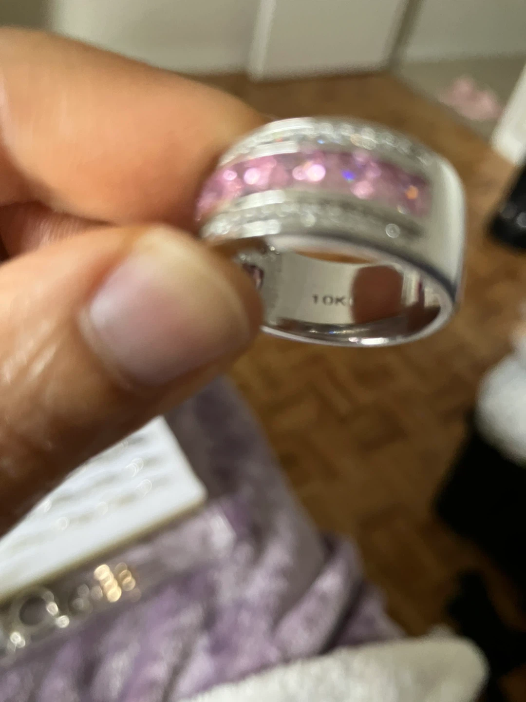 10K White Gold Pink Sapphire and Diamond Ring - photo 3