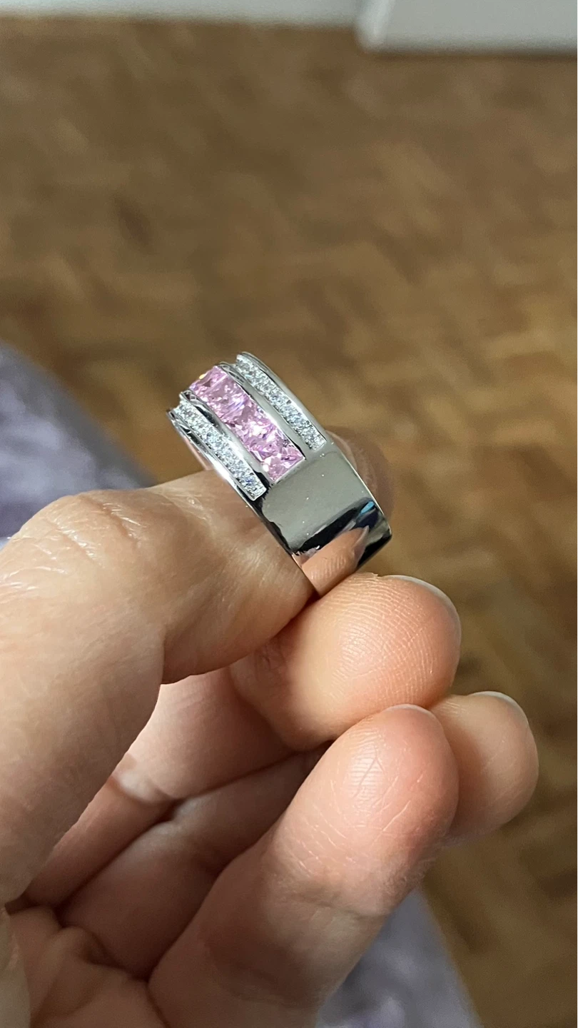 10K White Gold Pink Sapphire and Diamond Ring - photo 2