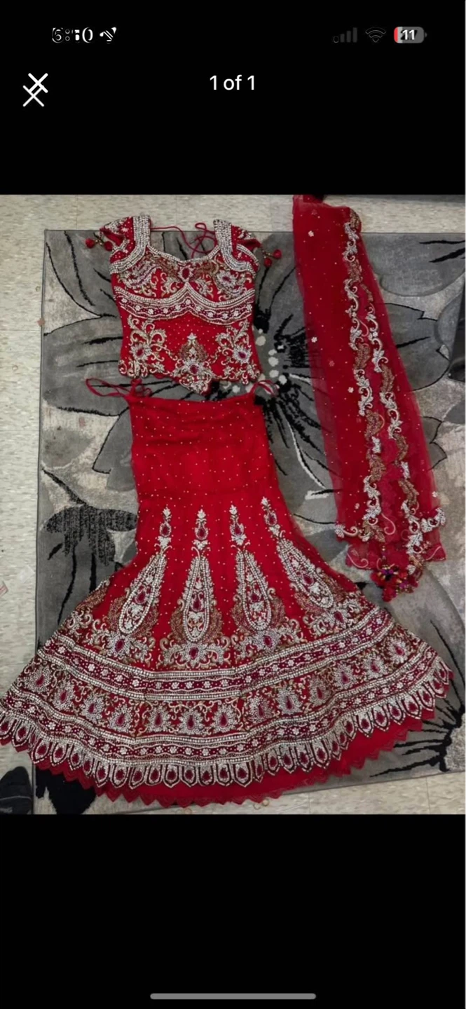 Red Embroidered Lehenga Choli with Dupatta