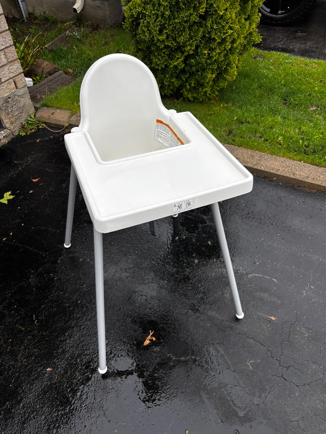 IKEA White Plastic High Chair with Tray