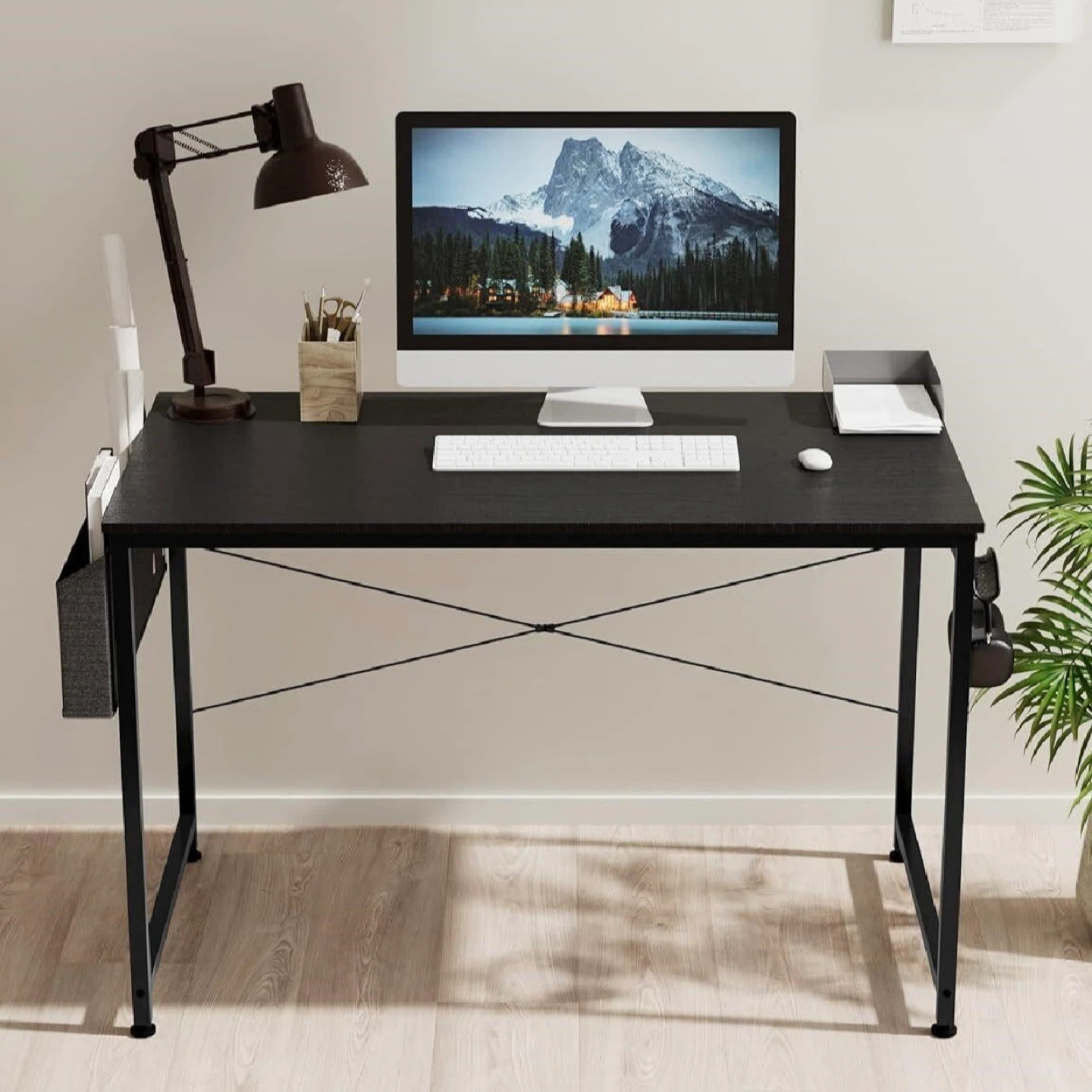 Black Writing Desk with Side Organizer