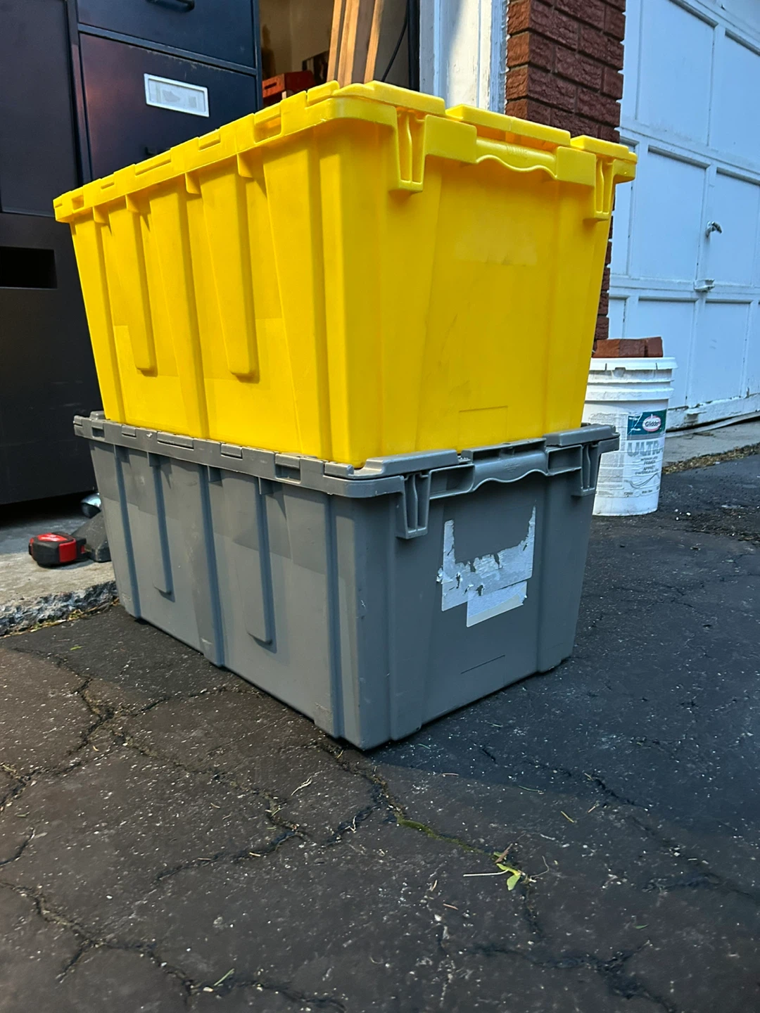 ULINE Yellow and ORBIS Grey Storage Totes with Lids - photo 2