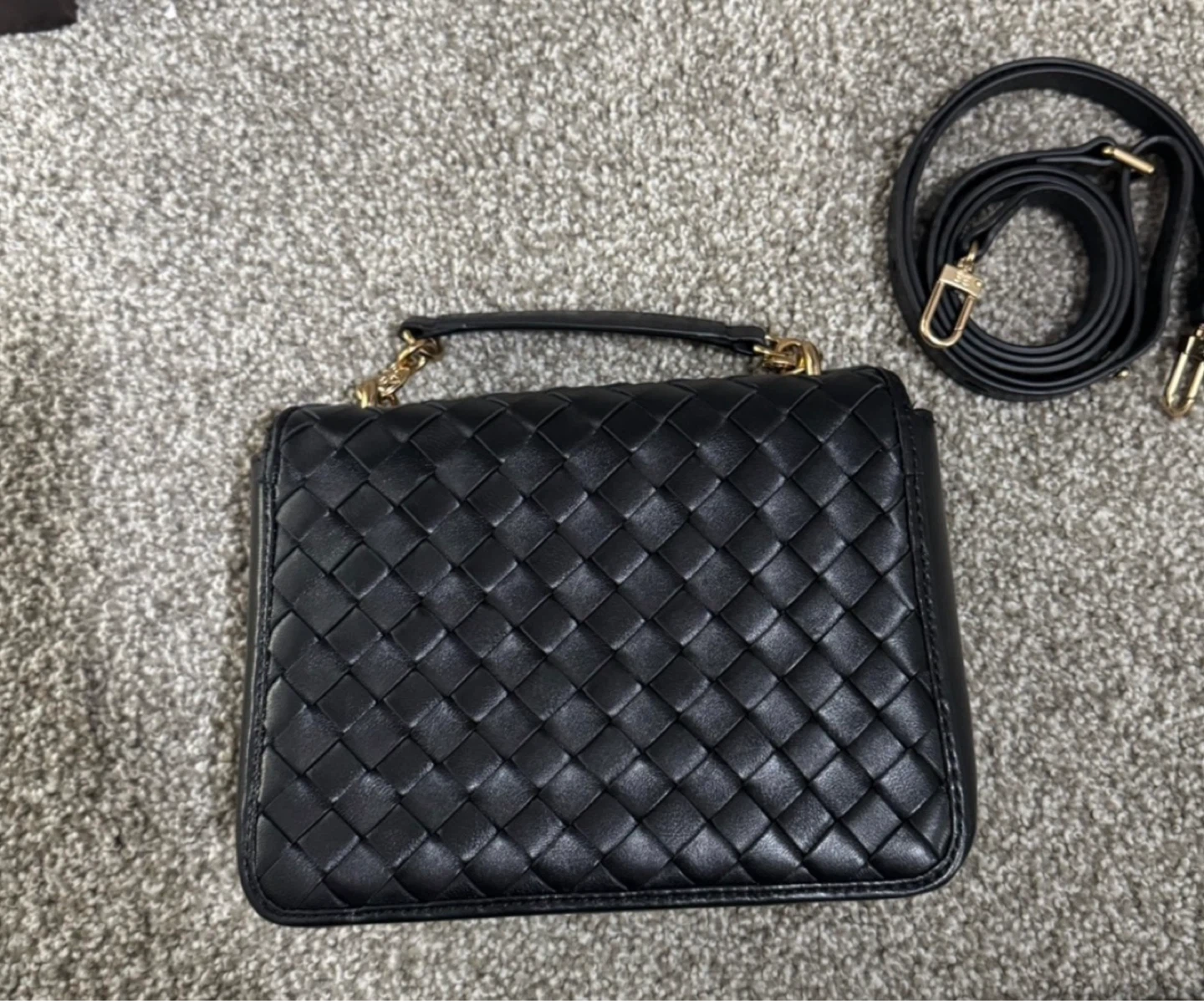 Sam Edelman Black Woven Leather Handbag with Chain Strap - photo 4