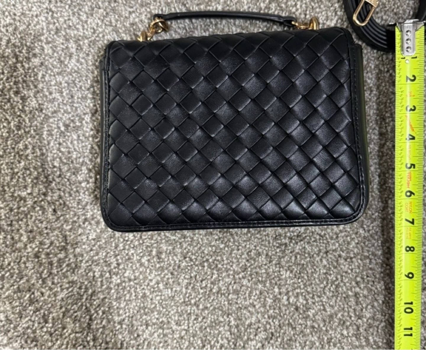 Sam Edelman Black Woven Leather Handbag with Chain Strap - photo 5
