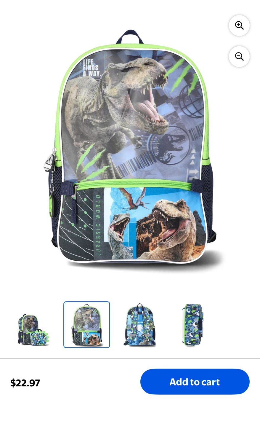 Jurassic World Dinosaur Backpack with Lunch Bag - photo 3