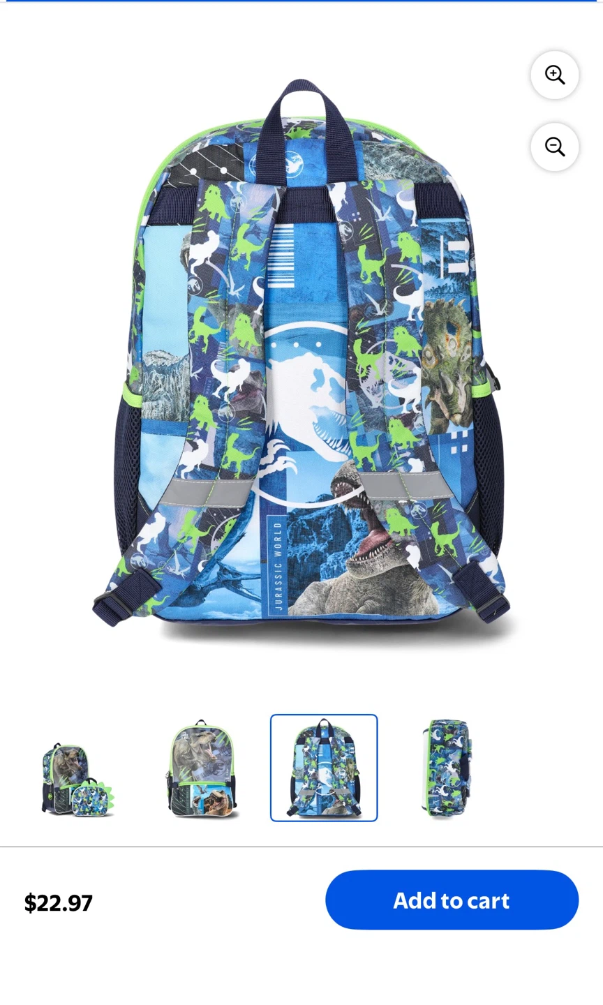 Jurassic World Dinosaur Backpack with Lunch Bag - photo 2