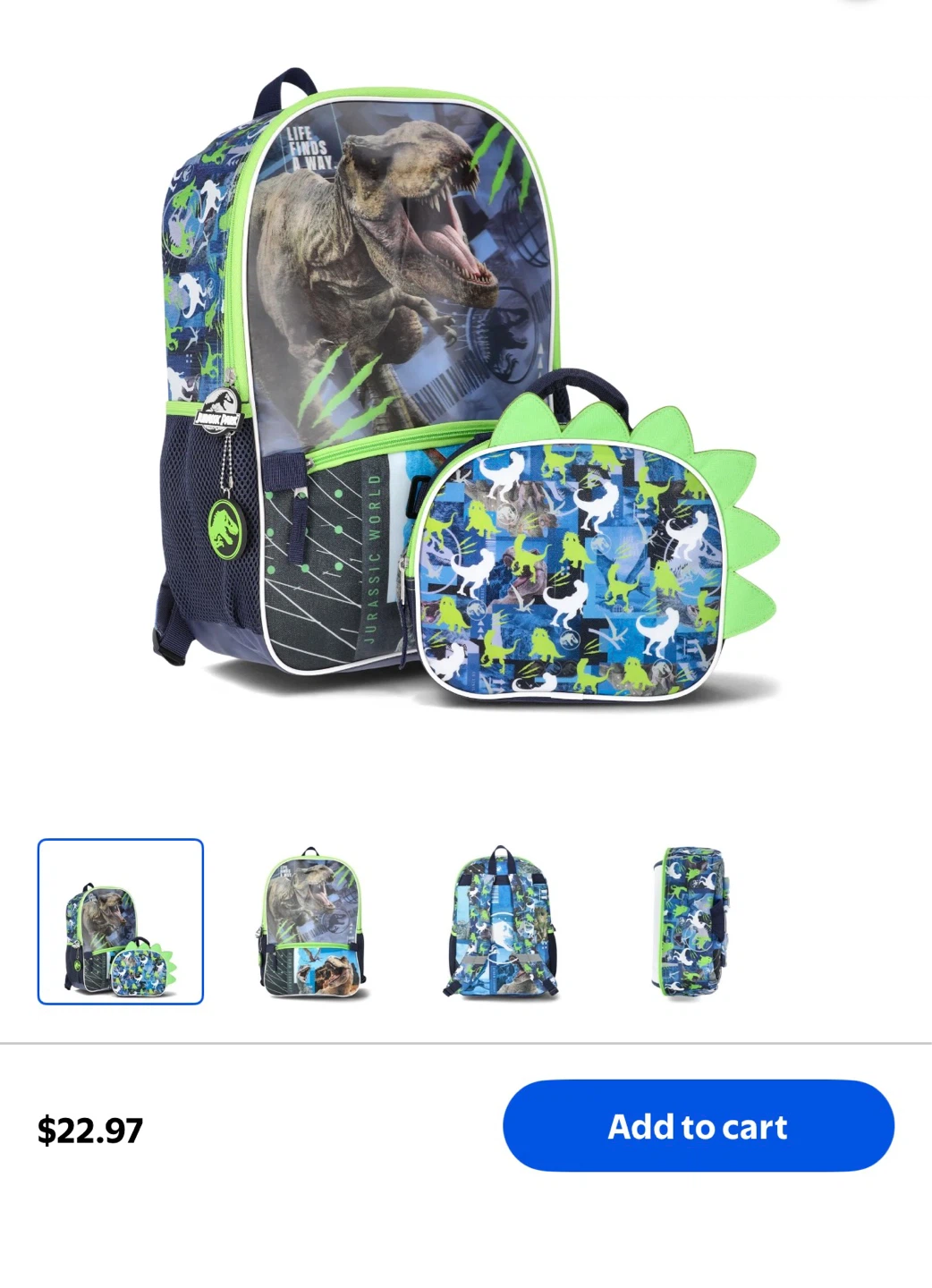 Jurassic World Dinosaur Backpack with Lunch Bag