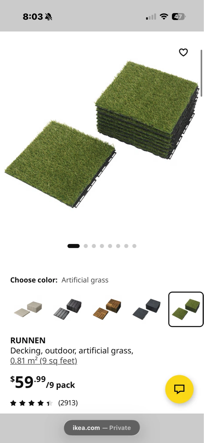 IKEA RUNNEN Decking Tiles  Grass & acacia