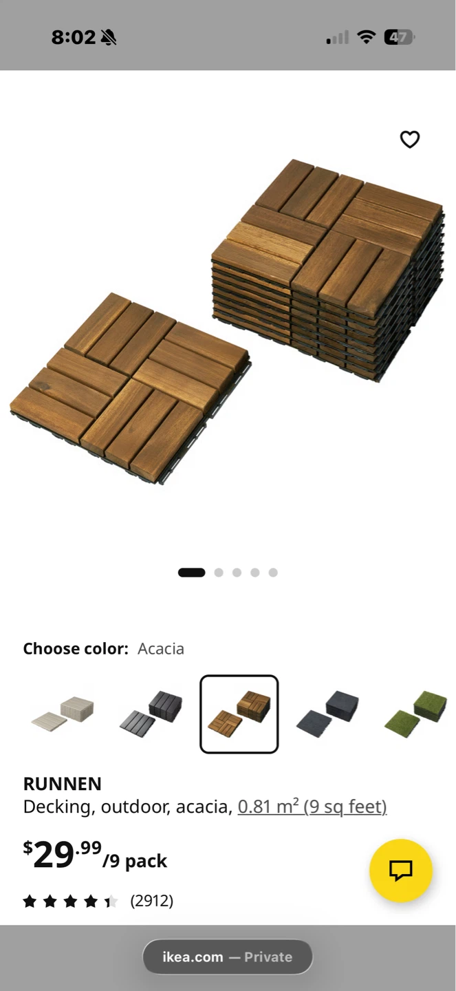 IKEA RUNNEN Decking Tiles  Grass & acacia - photo 2