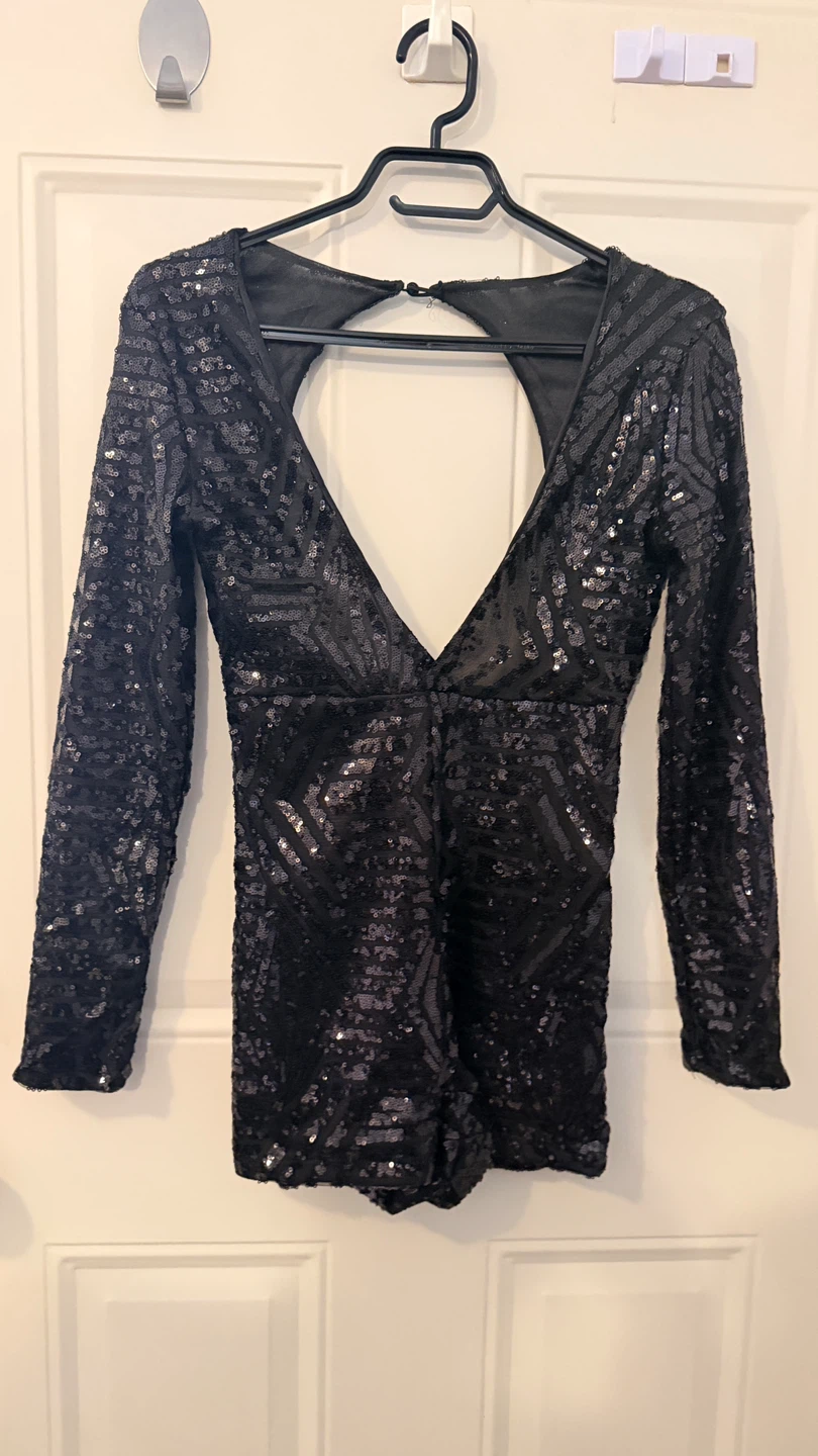 Black Sequin Romper Size S/M