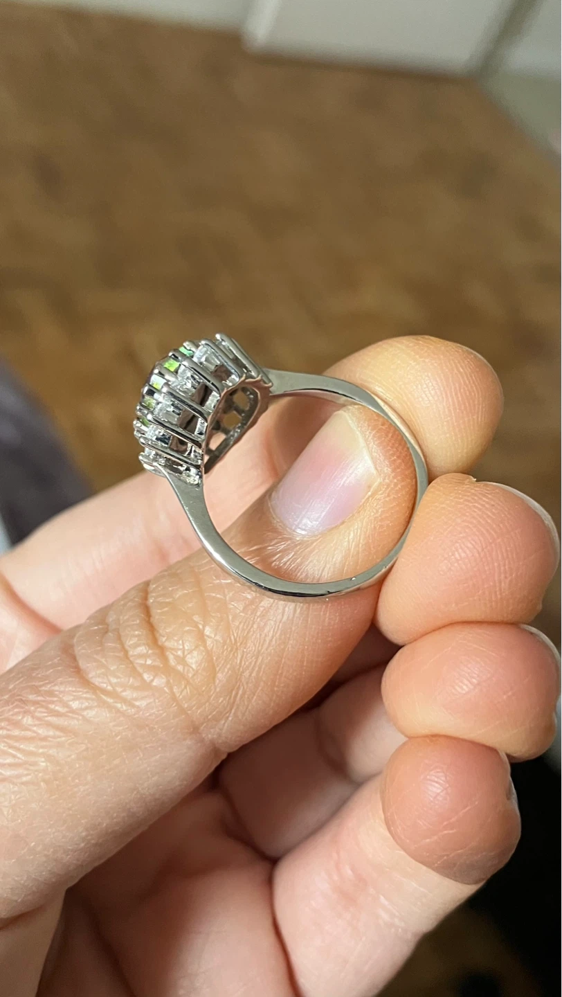 Oval Rainbow Gemstone Ring with Halo Accent Stones - photo 2