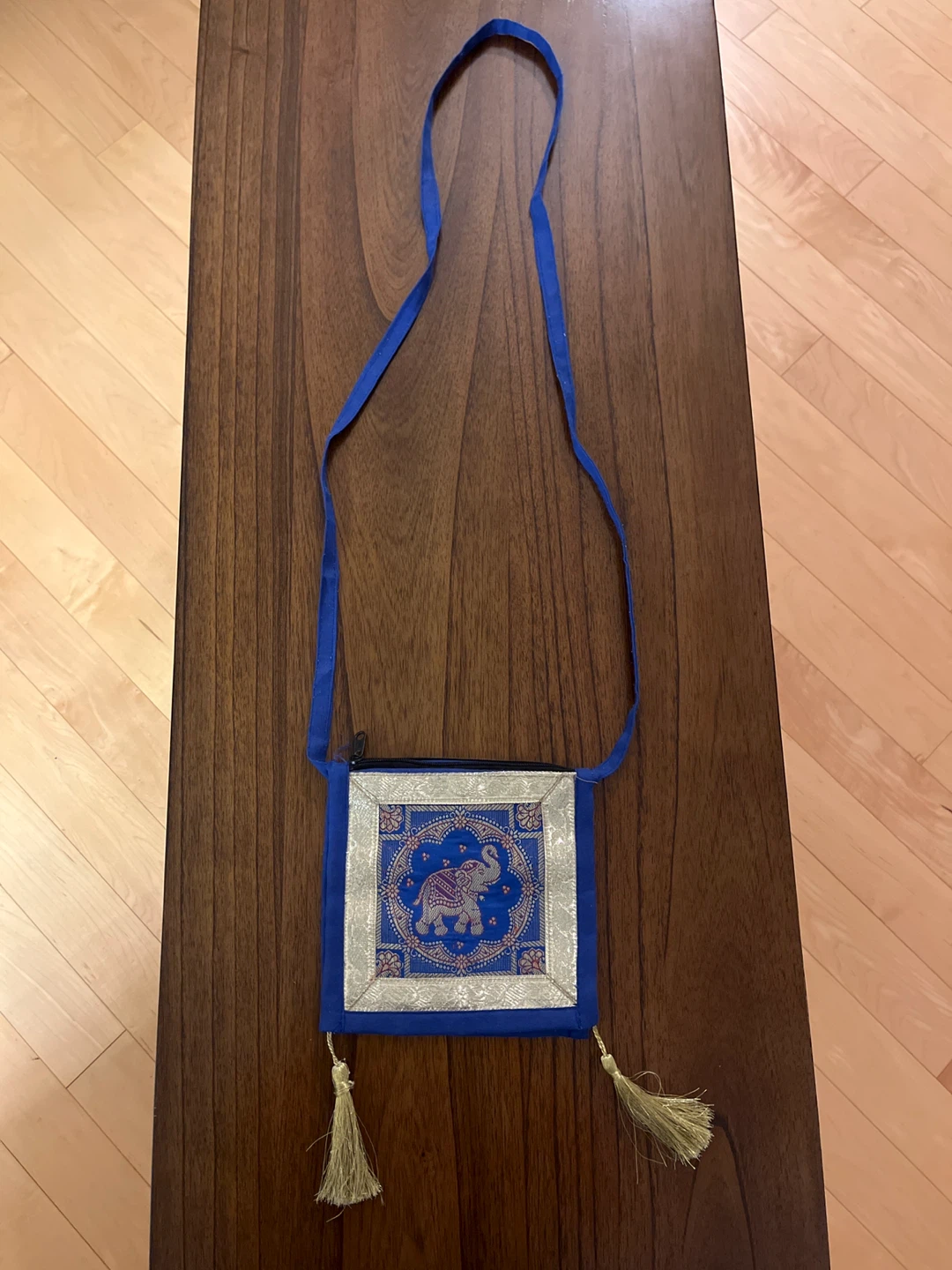 Small Blue Crossbody Bag with Elephant Design