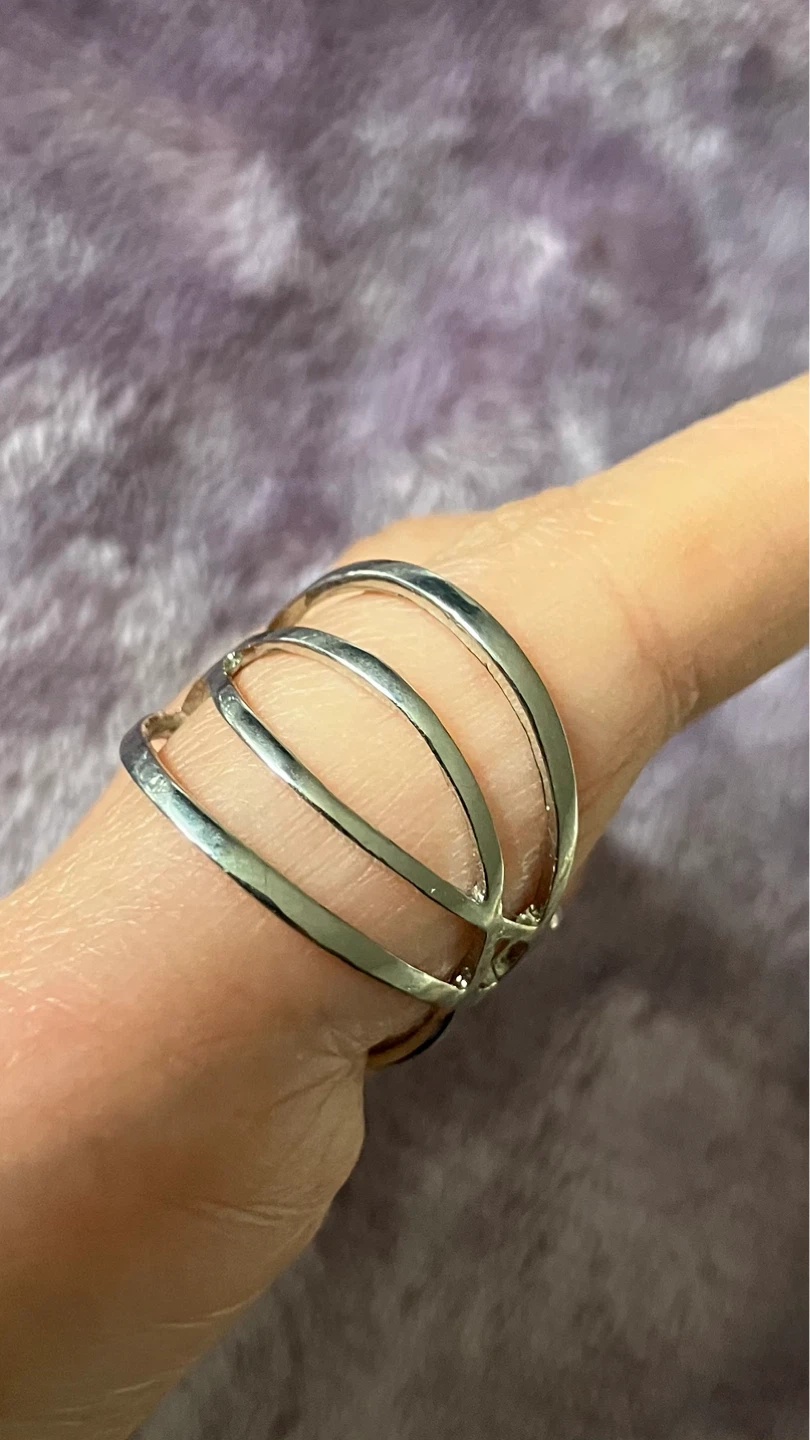 Silver Tone Abstract Caged Ring - photo 2