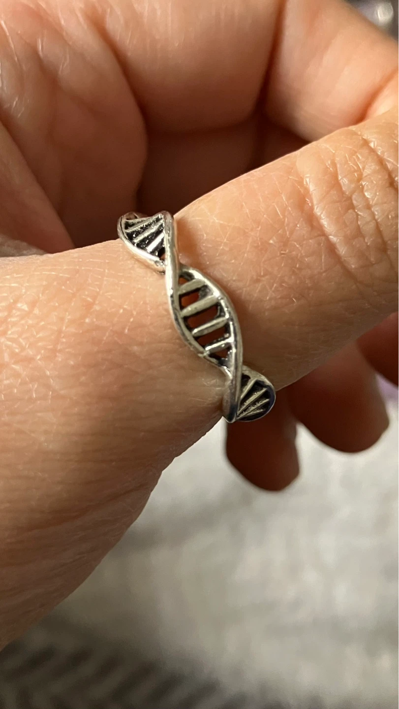 DNA Helix Ring Silver Tone