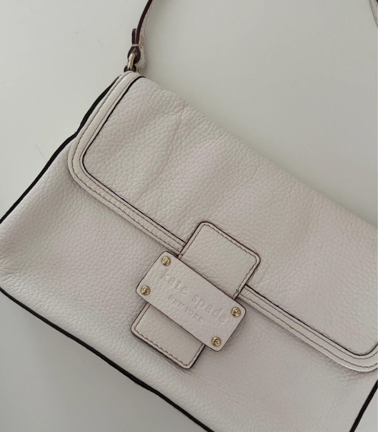 Vintage Kate Spade White Leather Shoulder Bag - photo 2
