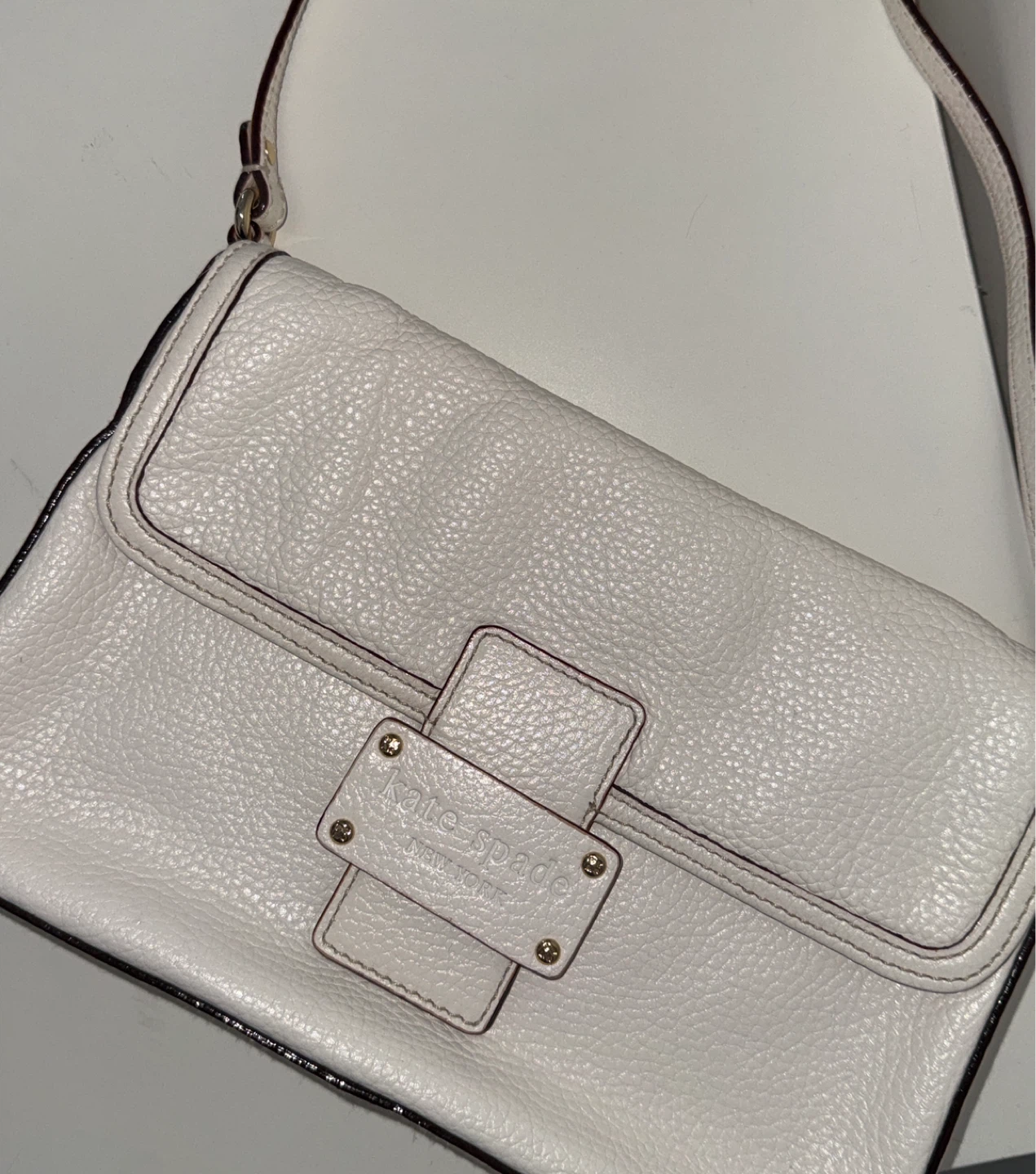 Vintage Kate Spade White Leather Shoulder Bag