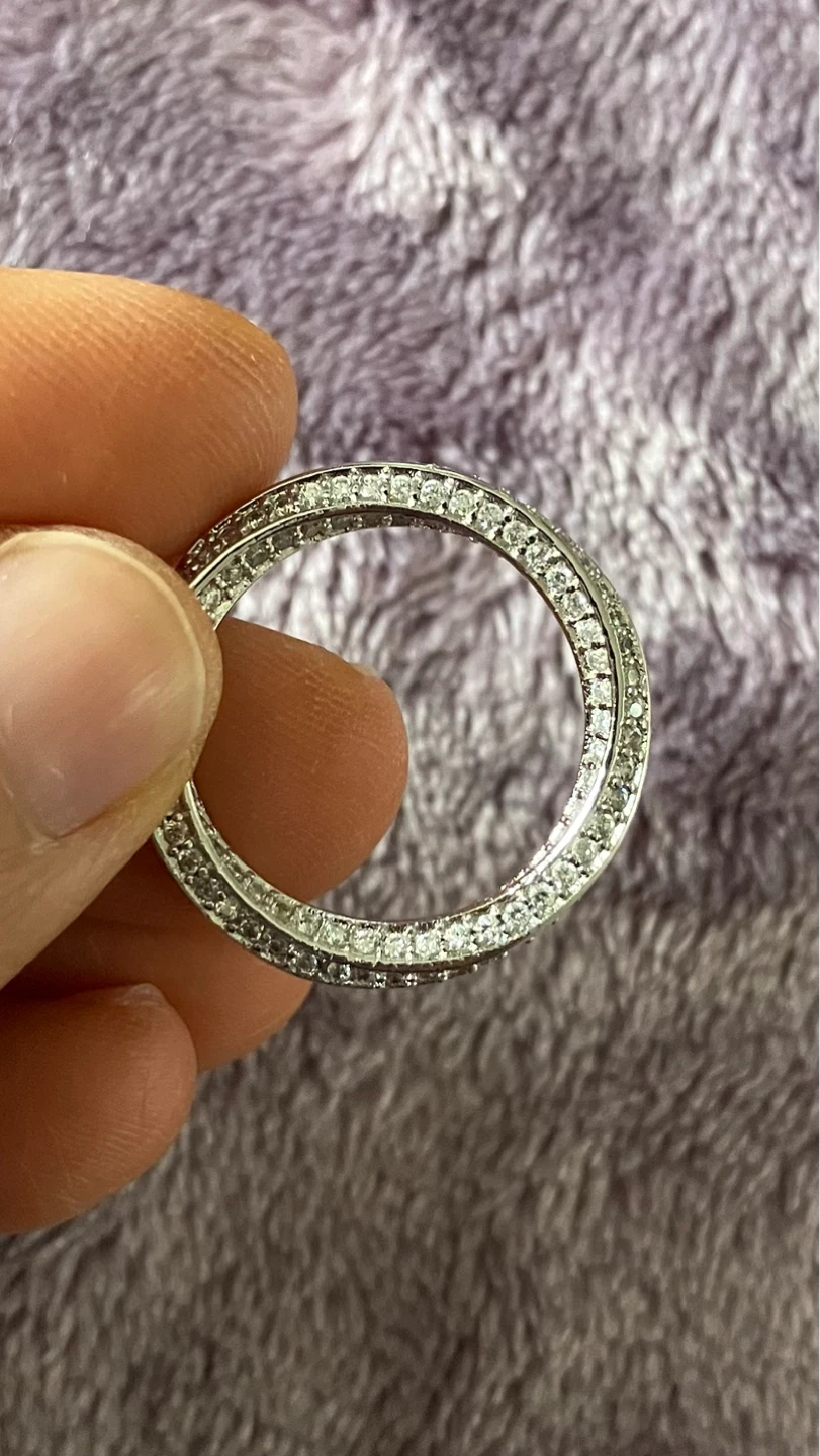 Silver Band Ring with Clear Stones - photo 3