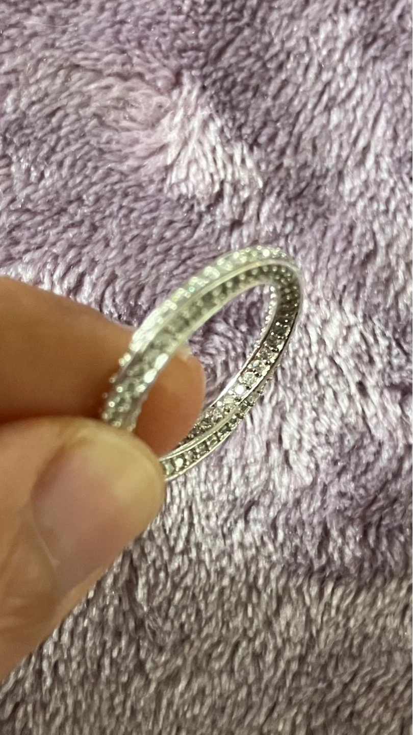 Silver Band Ring with Clear Stones - photo 2