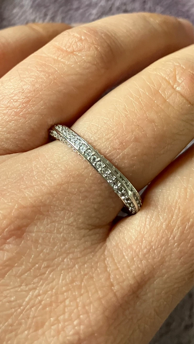 Silver Band Ring with Clear Stones